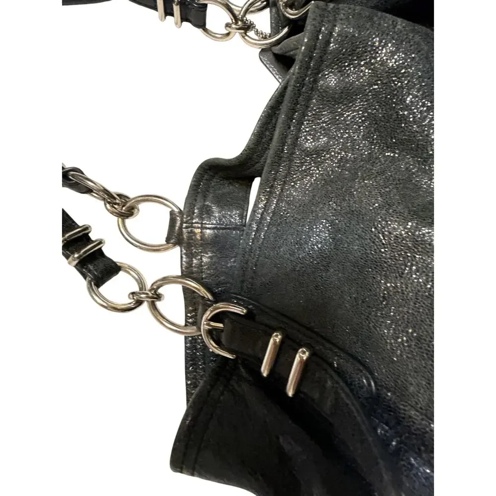 Coach Black Metallic Kristin Pinnacle Leather Classic Tote